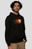 Kamerun - Cameroon Bayrağı Baskılı Unisex Siyah Hoodie