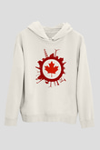Kanada Beyaz Unisex Kapşonlu Sweatshirt