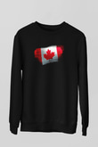 Kanada - Canada Bayrağı Baskılı Unisex Siyah Sweatshirt