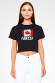 Kanada Siyah  Crop Top Tişört