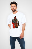 Kane Baskılı Beyaz Unisex Oversize Tişört - Tshirt