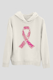Kanser Günü Baskılı Beyaz Unisex Kapüşonlu Sweatshirt