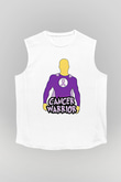 Kanser Günü Baskılı Beyaz Unisex Kolsuz Tişört - Tshirt