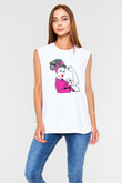 Kanser Günü Baskılı Beyaz Unisex Kolsuz Tişört - Tshirt
