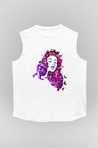 Kanser Günü Baskılı Beyaz Unisex Kolsuz Tişört - Tshirt