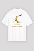 Kanser Günü Baskılı Beyaz Unisex Oversize Tişört - Tshirt