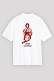 Kanser Günü Baskılı Beyaz Unisex Oversize Tişört - Tshirt
