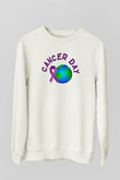 Kanser Günü Baskılı Beyaz Unisex Sweatshirt