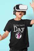 Kanser Günü Baskılı Unisex Siyah Çocuk Tişört - Tshirt