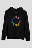 Kanser Günü Baskılı Unisex Siyah Hoodie