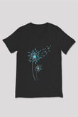 Kanser Günü Baskılı Unisex Siyah V Yaka Tişört - Tshirt