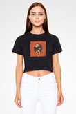 Kanye West Baskılı Crop Top Siyah Kadın Tişört