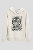 Kaplan Beyaz Unisex Kapüşonlu Sweatshirt