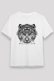 Kaplan Beyaz Unisex Tişört T-Shirt - TişörtFabrikası