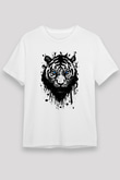 Kaplan Beyaz Unisex Tişört T-Shirt - TişörtFabrikası