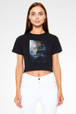 Kaplan Siyah  Crop Top Tişört