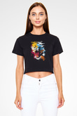 Kaplan Siyah  Crop Top Tişört