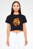 Kaplan Siyah  Crop Top Tişört
