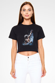Kaplan Siyah  Crop Top Tişört