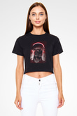 Kaplan Siyah  Crop Top Tişört