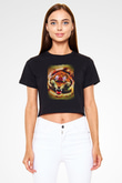 Kaplan Siyah  Crop Top Tişört