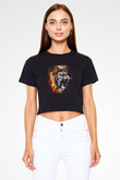 Kaplan Siyah Crop Top Tişört
