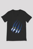 Kaplan Siyah Unisex V Yaka Tişört T-Shirt