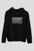 Kara Tahta Fonksiyon Sinüs Grafik Baskılı Unisex Siyah Hoodie