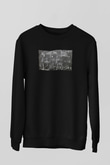 Kara Tahta Fonksiyon Sinüs Grafik Baskılı Unisex Siyah Sweatshirt