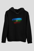 Karaçay Çerkesya - Karachay Cherkessia Bayrağı Baskılı Unisex Siyah Hoodie