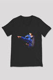 Karate Siyah Unisex V Yaka Tişört T-Shirt