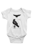 Karga Baskılı Beyaz Unisex Bebek Body - Zıbın