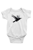 Karga Baskılı Beyaz Unisex Bebek Body - Zıbın