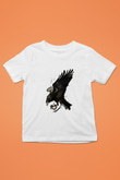 Karga Baskılı Beyaz Unisex Beyaz Çocuk Tişört - Tshirt