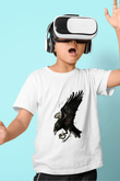 Karga Baskılı Beyaz Unisex Beyaz Çocuk Tişört - Tshirt