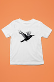 Karga Baskılı Beyaz Unisex Beyaz Çocuk Tişört - Tshirt