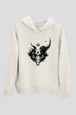 Karga Baskılı Beyaz Unisex Hoodie