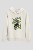 Karga Baskılı Beyaz Unisex Hoodie