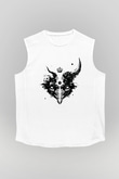 Karga Baskılı Beyaz Unisex Kolsuz Tişört - Tshirt