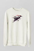 Karga Baskılı Beyaz Unisex Sweatshirt