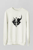 Karga Baskılı Beyaz Unisex Sweatshirt