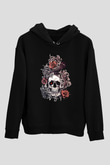 Karga Baskılı Unisex Siyah Hoodie
