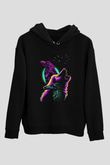 Karga Baskılı Unisex Siyah Hoodie