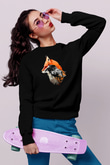 Karga Baskılı Unisex Siyah Sweatshirt