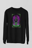 Karga Baskılı Unisex Siyah Sweatshirt