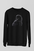 Karga Baskılı Unisex Siyah Sweatshirt