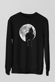 Karga Baskılı Unisex Siyah Sweatshirt
