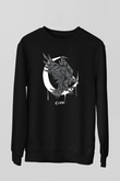 Karga Baskılı Unisex Siyah Sweatshirt