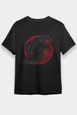 Karga Baskılı Unisex Siyah Tişört - Tshirt