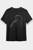 Karga Baskılı Unisex Siyah Tişört - Tshirt